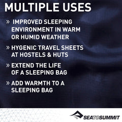 Sea to Summit Premium Silk liner, rectangular shape, roomy comfort for hotel stays