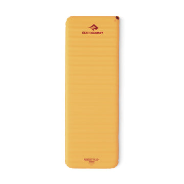 Sea to Summit Pursuit Plus rectangular mat with inflation valve offers quick setup for outdoor comfort