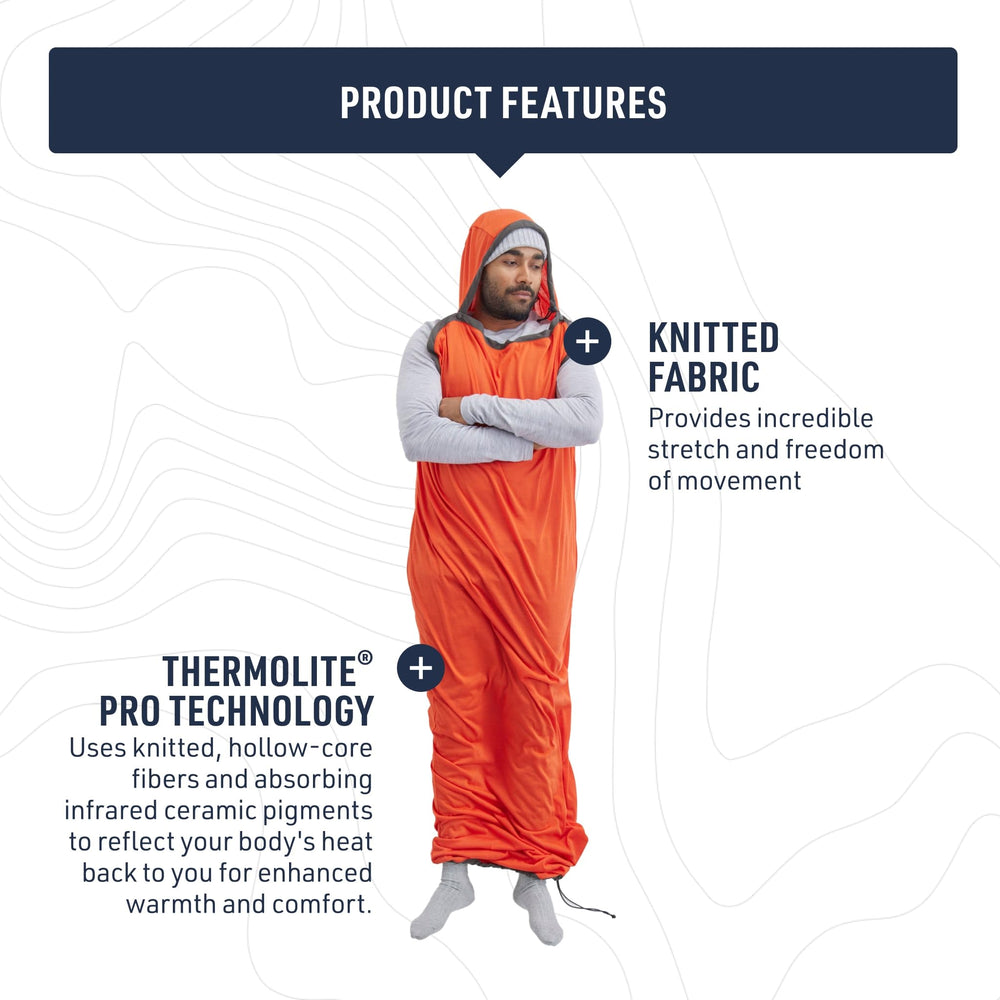 Sea to Summit Reactor liner uses Thermolite Pro heat reflection technology.