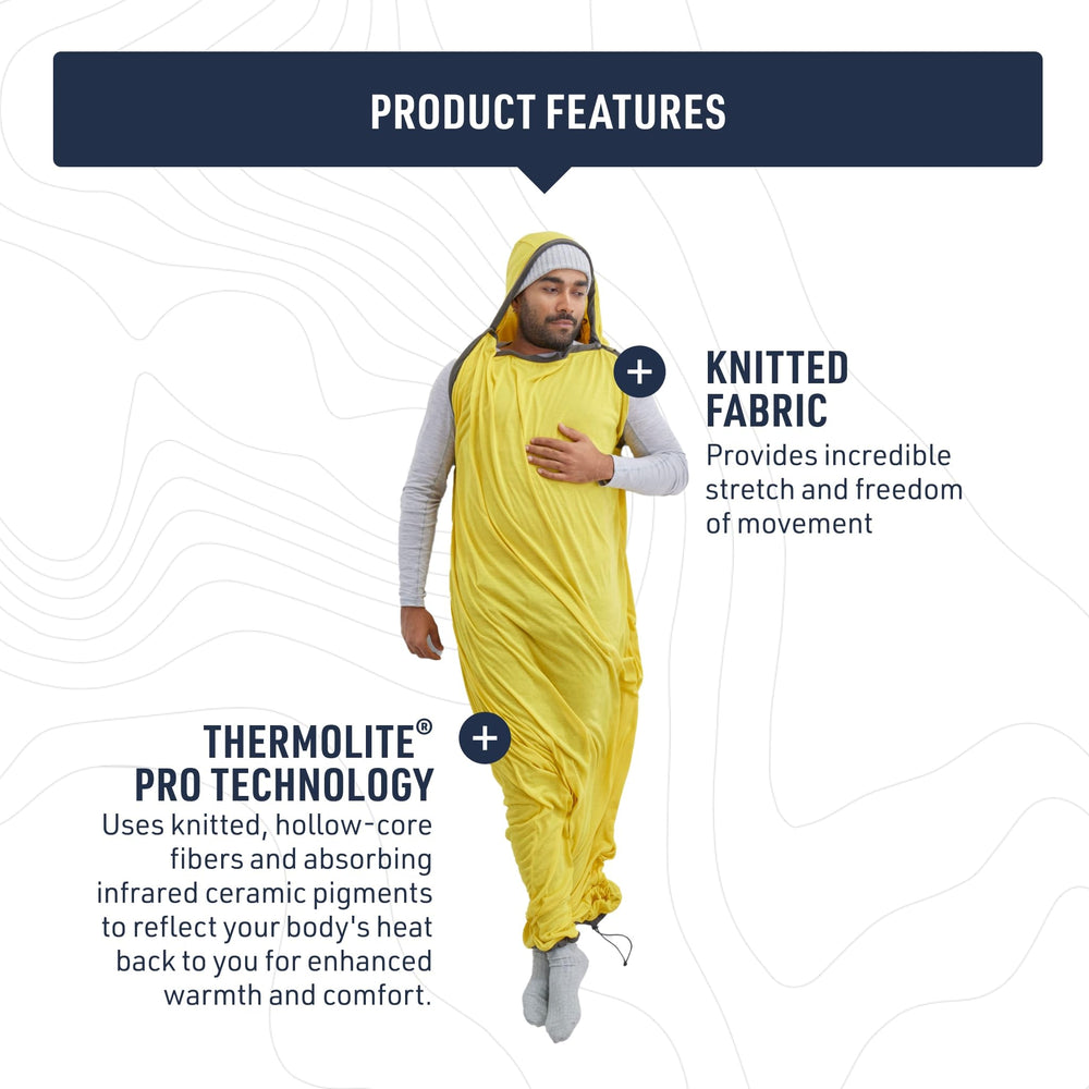 Sea to Summit Reactor liner Thermolite Pro technology reflects body heat for enhanced warmth.