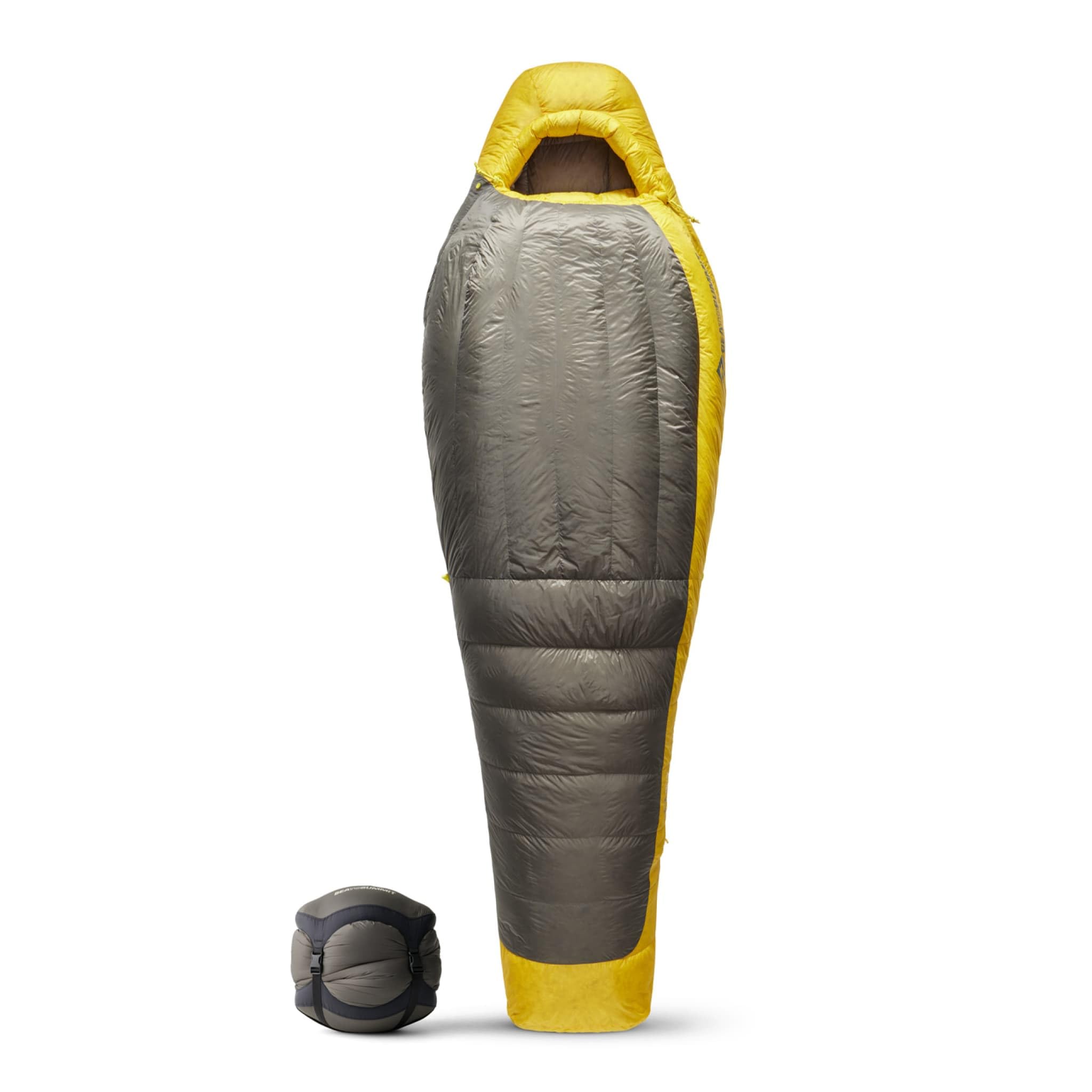 Sea to Summit Spark 0-degree hood closeup highlights premium down warmth for cold-weather camping.