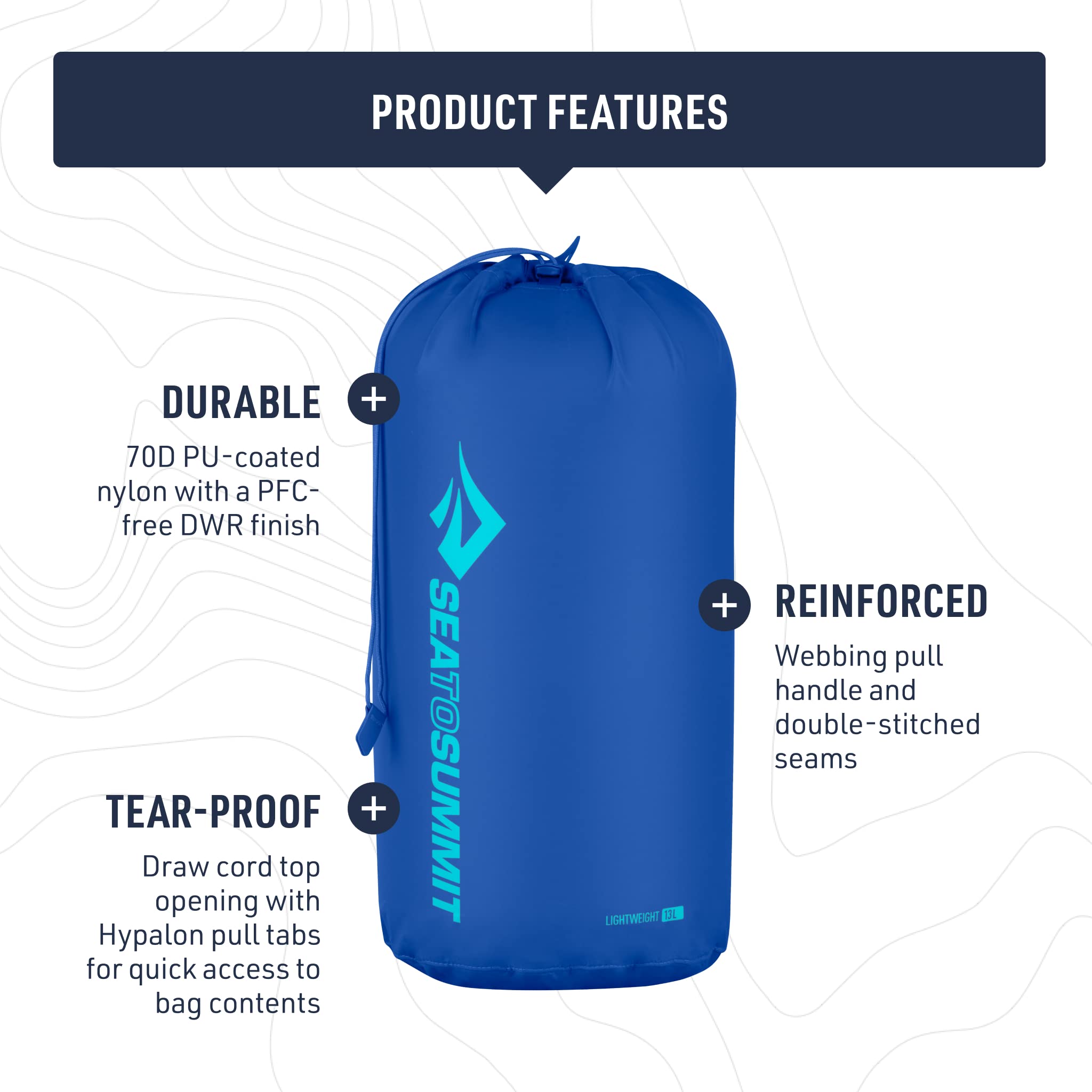 Sea to Summit 30l stuff sack round base with reinforced webbing pull handle