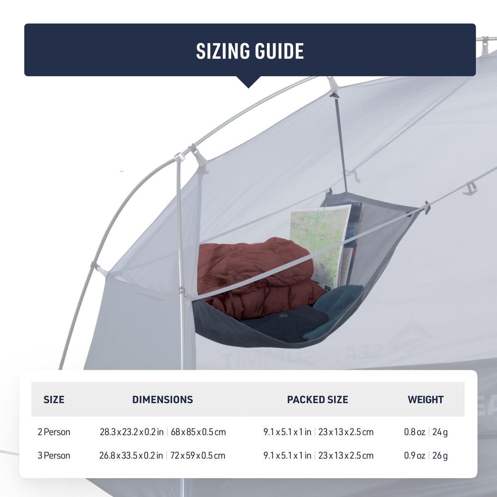 Sea to Summit Telos Gear Loft keeps headlamps within reach at night.