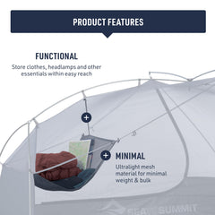 Sea to Summit Telos Gear Loft uses lightweight 15D mesh for compact storage.