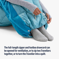 Sea to Summit Traveller blanket showing shoulder drawcord for added warmth.