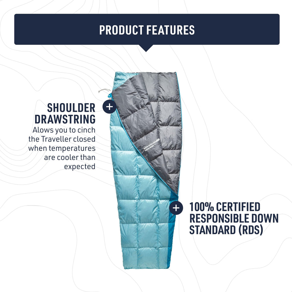 Sea to Summit Traveller blanket fully zipped to form a compact sleeping bag.