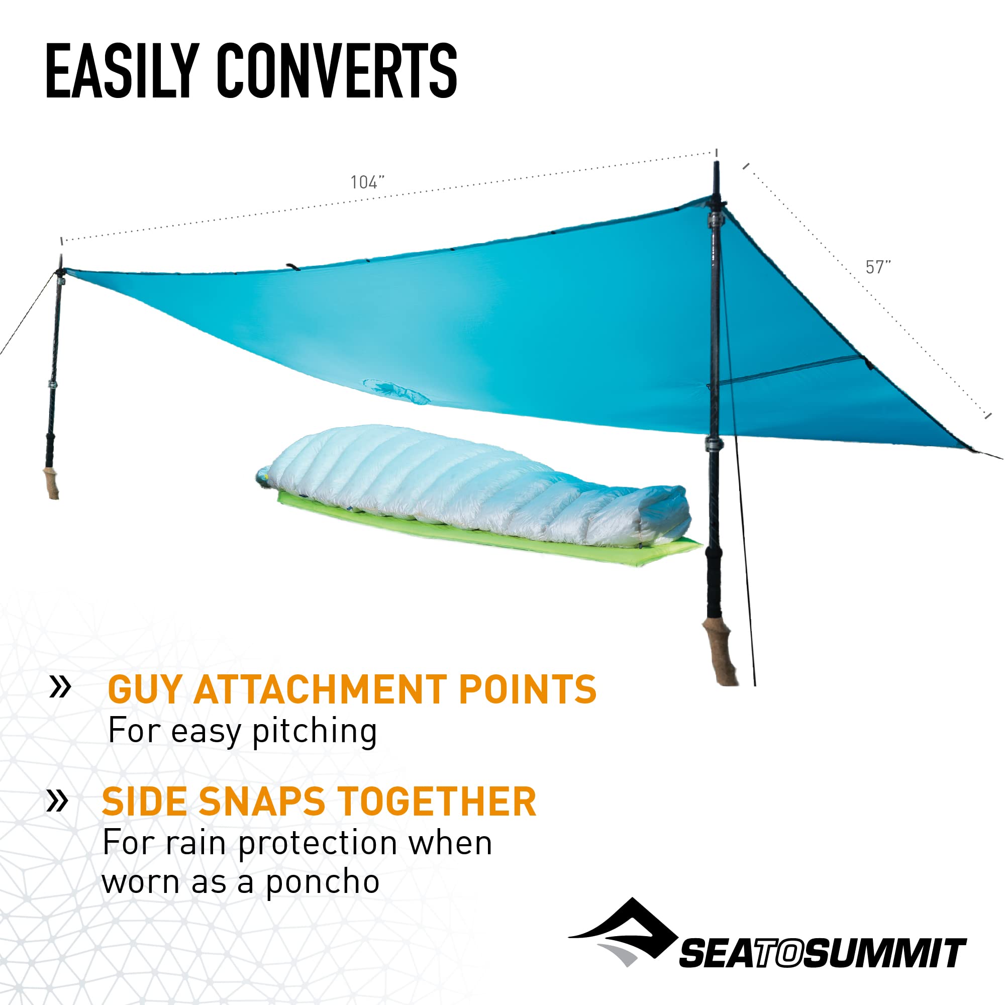 Sea to Summit groundsheet provides a clean, dry shelter or tent-floor protection.