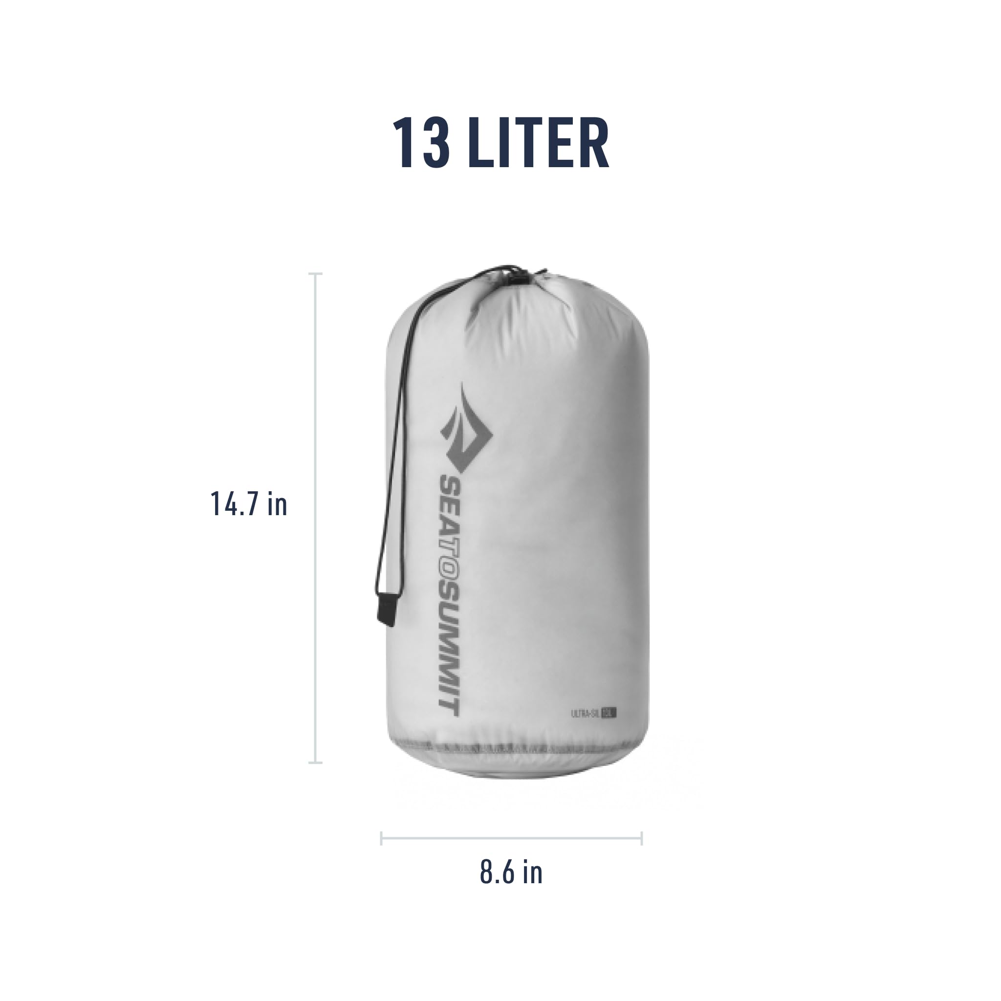 Sea to Summit Ultra-SIL Stuff Sack dimensions 8.6 by 14.7 inches for compact packing