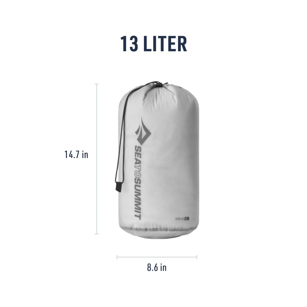 Sea to Summit Ultra-SIL Stuff Sack dimensions 8.6 by 14.7 inches for compact packing