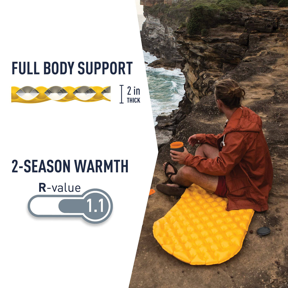 Sea to Summit ultralight air mattress deflates with one-way valve for fast packing