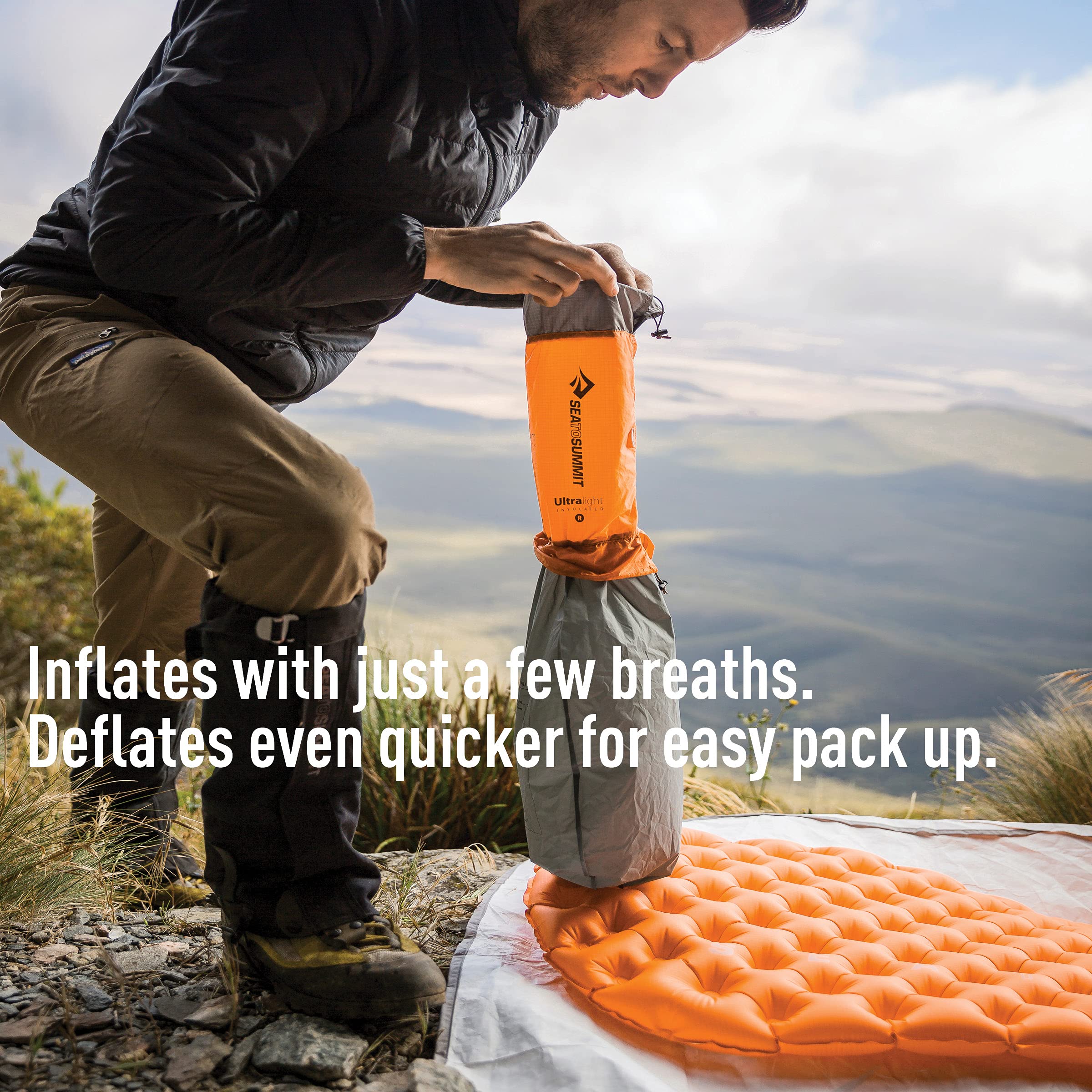 Sea to Summit ultralight insulated sleeping pad with air-spring cell support.