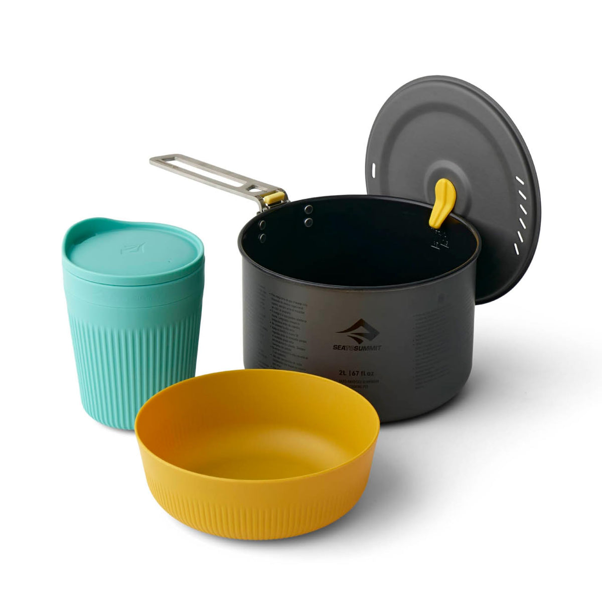 Sea to Summit ultralight frontier 2L pot ready for solo camping meals.