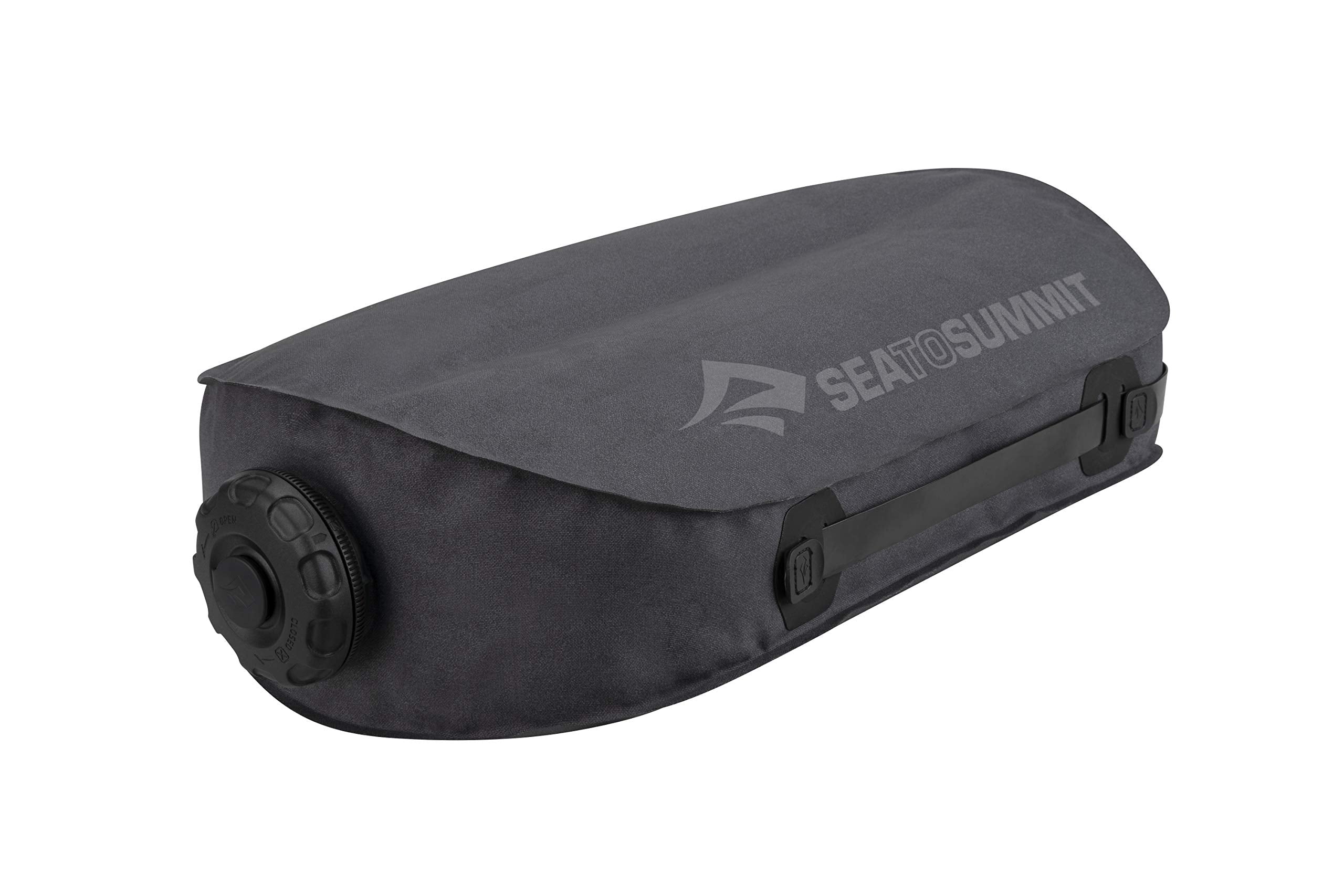 Sea to Summit Watercell X shower-cap demonstrates on-site shower capability.