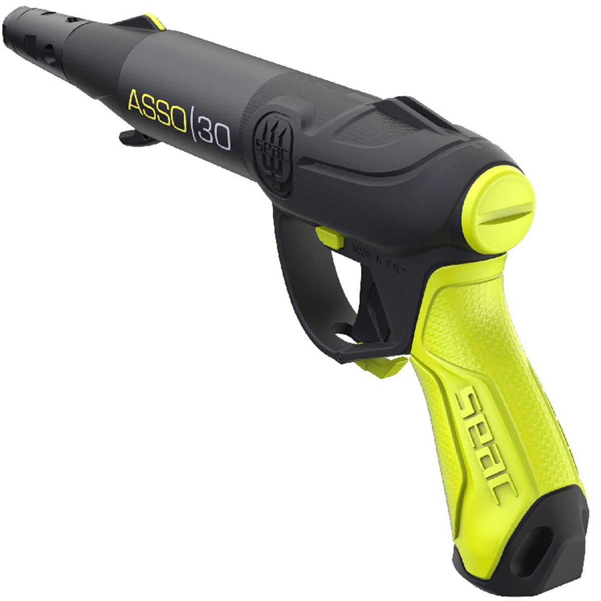 SEAC Asso S/R rubber handle close-up highlighting ergonomic, glove-friendly grip