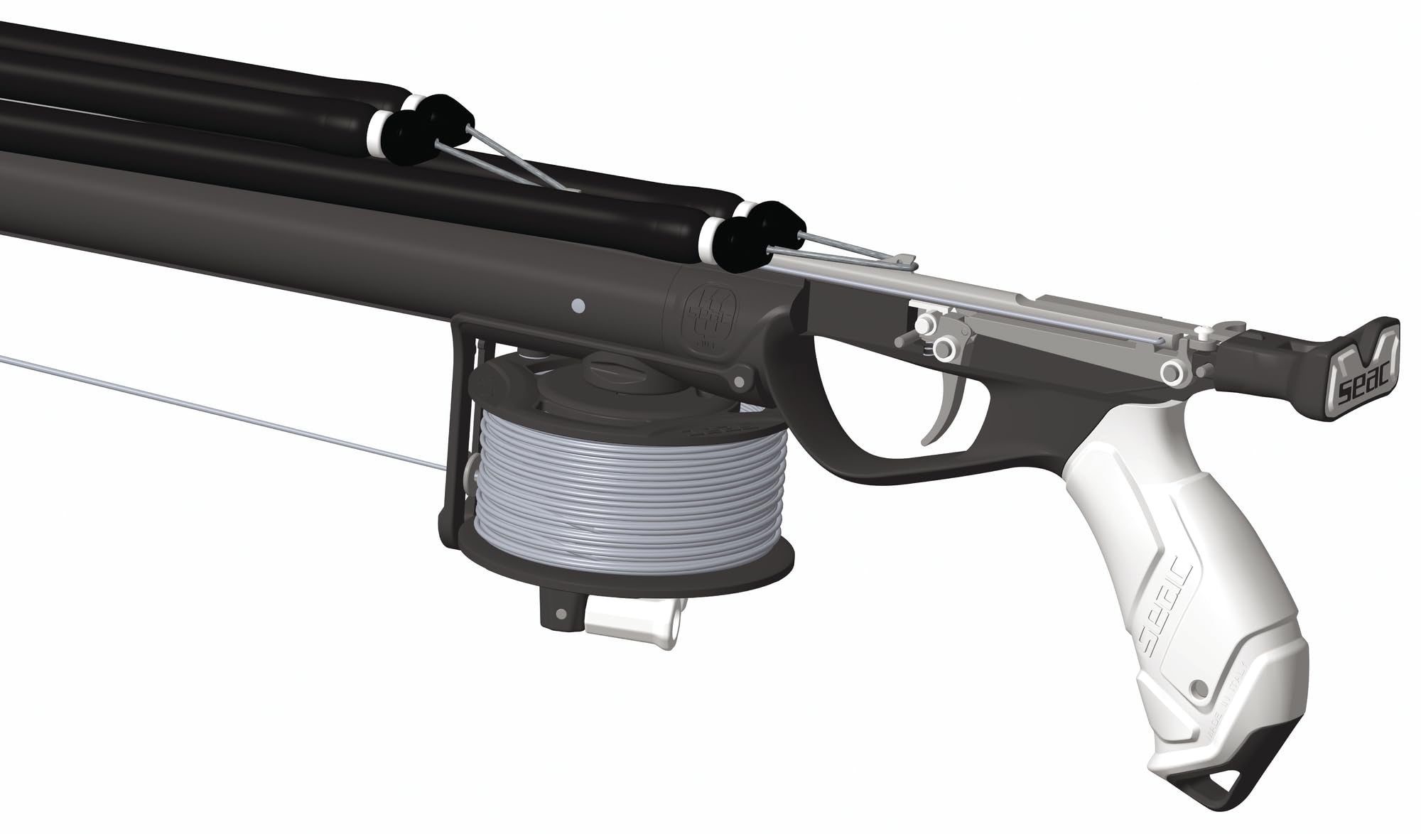 Close-up of stainless steel firing mechanism on Seac Fire 90 cm