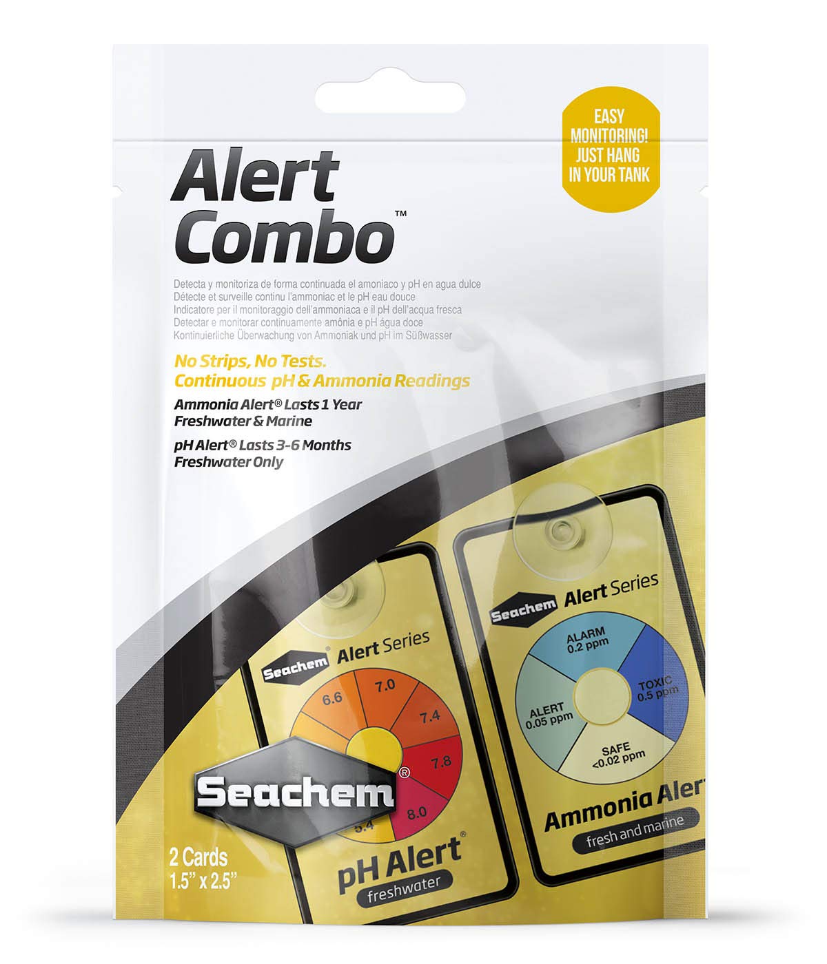 Seachem Alert Combo Pack front view with compact size for tanks