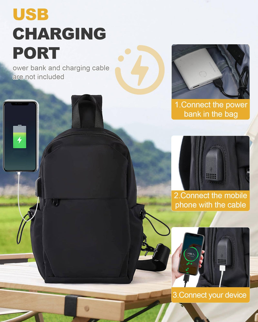 SEAFEW sling bag for pickleball gear, compact yet roomy.