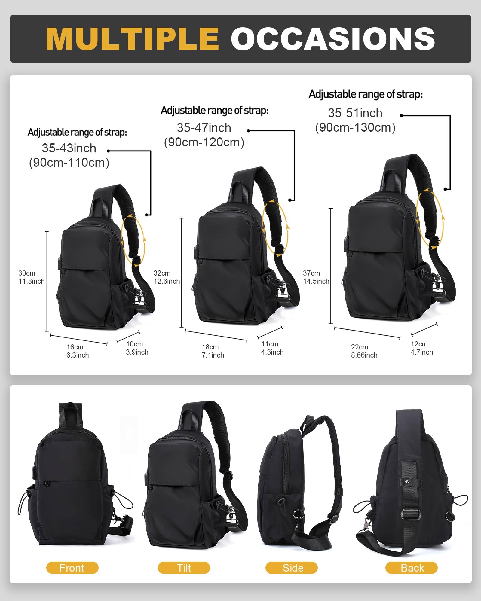 SEAFEW medium sling bag side pocket, quick-access storage for essentials.