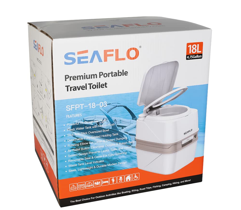 SEAFLO rugged portable toilet supports up to 440 lbs for diverse users.