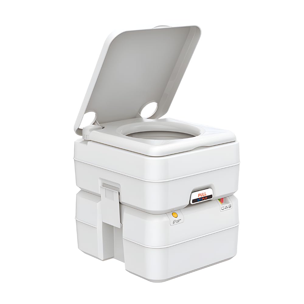 SEAFLO portable toilet front view shows compact self-contained design for RVs