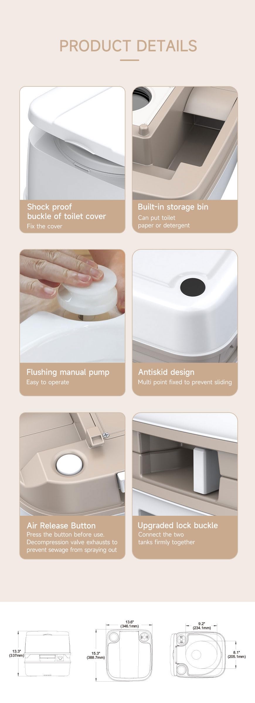 SEAFLO seal gasket, leak-proof joint for odor control during trips