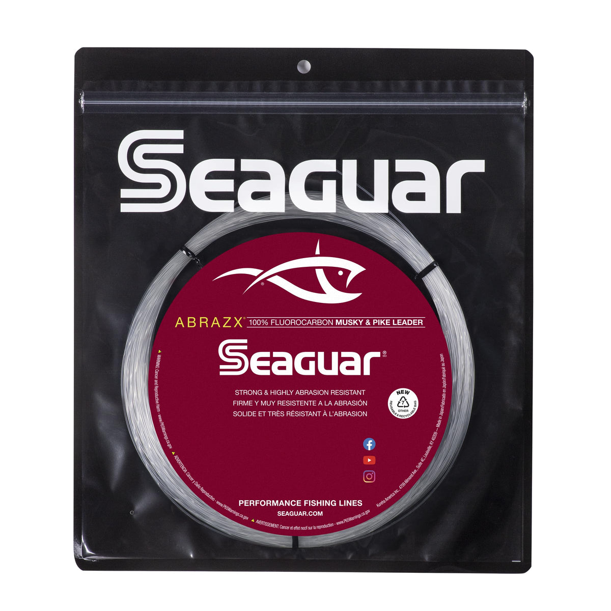 Seaguar AbrazX Musky/Pike fluorocarbon line on spool