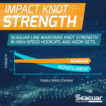 Seaguar Blue Label leader exhibits fast sinking for quick depth reach.