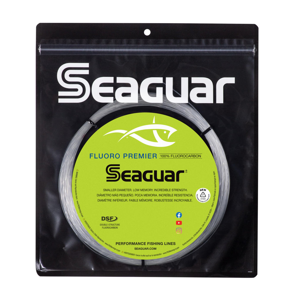 Seaguar Fluoro Premier 170lbs spool with compact diameter for clear-water fishing.