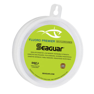 Seaguar Fluoro Premier spool 40lb 50yds shows compact line for clear-water fishing