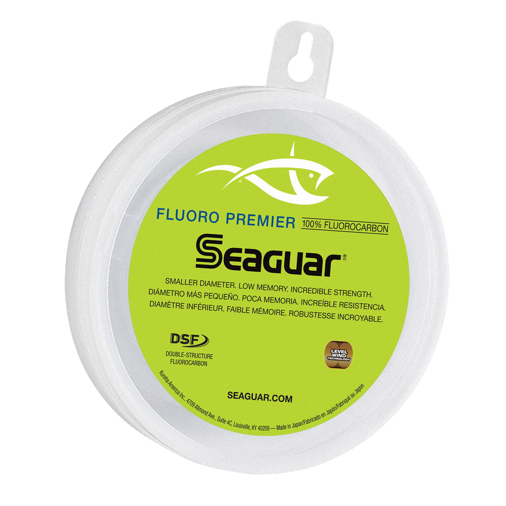 Seaguar Fluoro Premier spool 40lb 50yds shows compact line for clear-water fishing