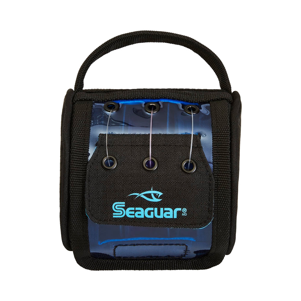 Seaguar Leader Feeder compact design holding three small spools for shore fishing.