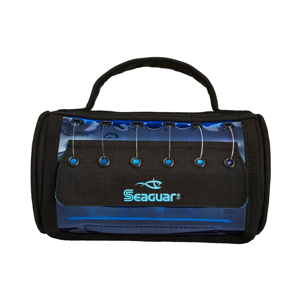 Seaguar leader-spool storage case safeguards spools in a compact weather-resistant pouch