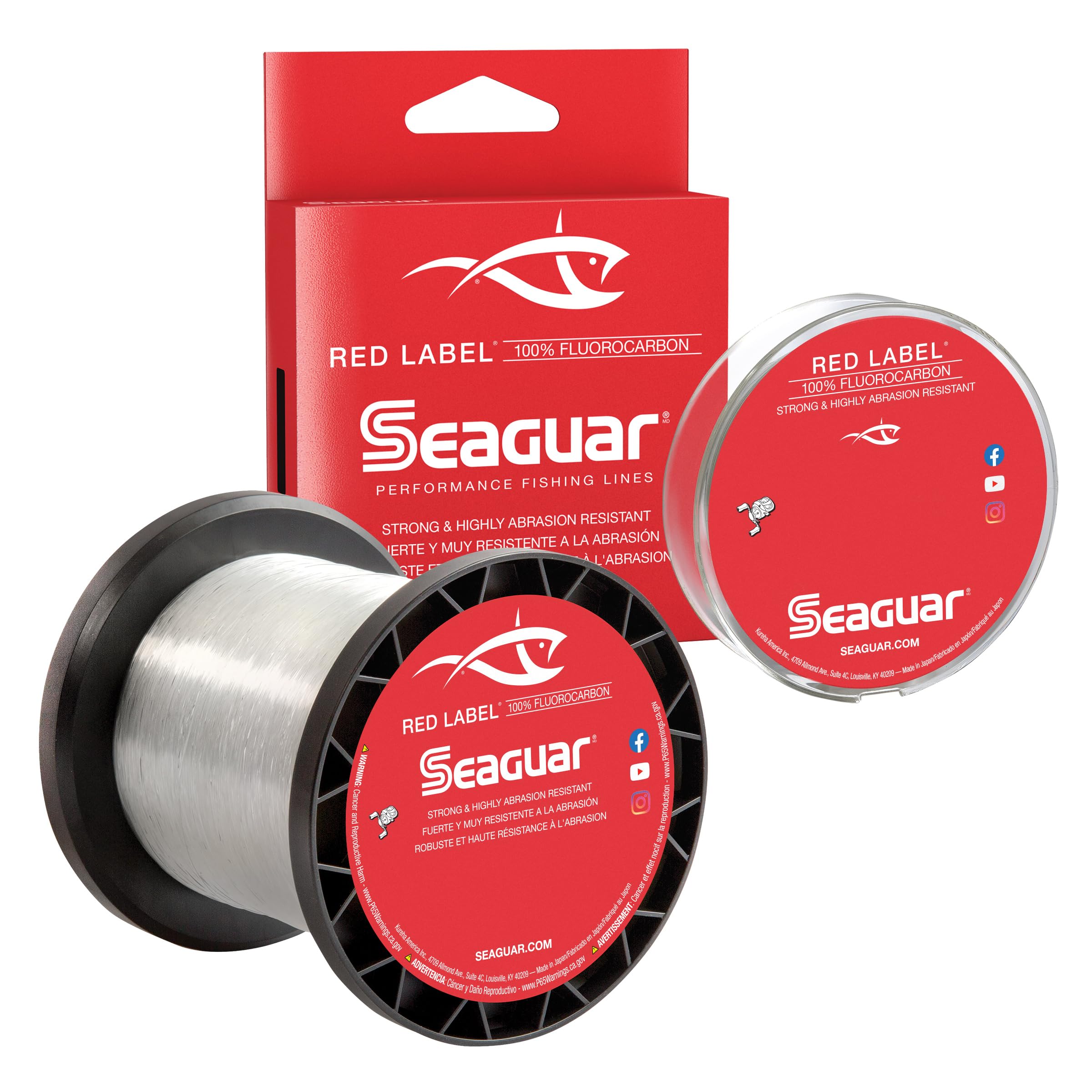 Seaguar Red Label spool close-up showing nearly invisible fluorocarbon for stealthy presentations.