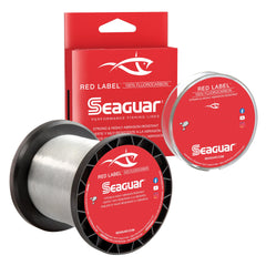 Seaguar Red Label spool close-up showing nearly invisible fluorocarbon for stealthy presentations.