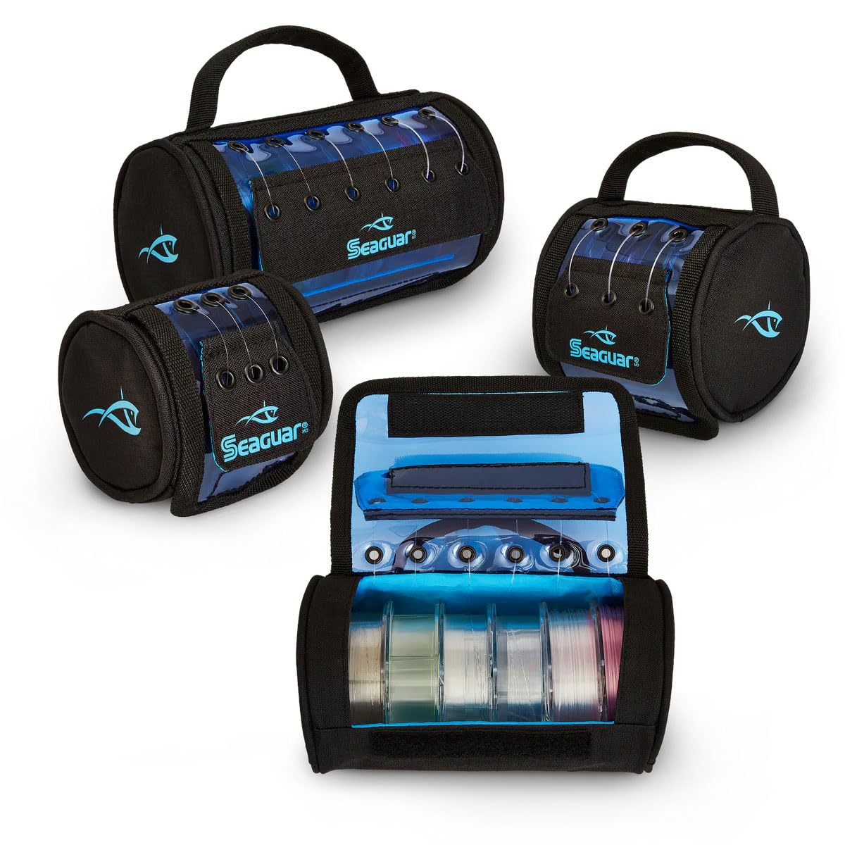 Seaguar SGLDSM3 small leader feeder bag keeps three 8 lb spools organized and accessible.