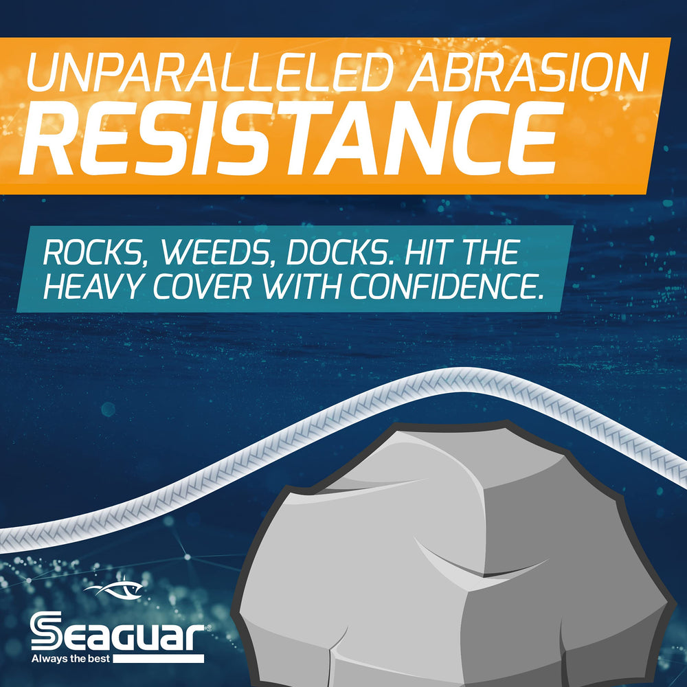 Seaguar Smackdown eight-fiber weave closeup highlights tight weave and reduced drag.