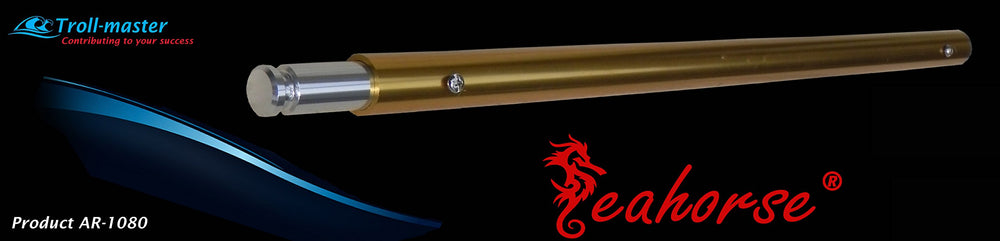 Seahorse boom extension 46-inch enables safer side trolling with Penn downriggers.