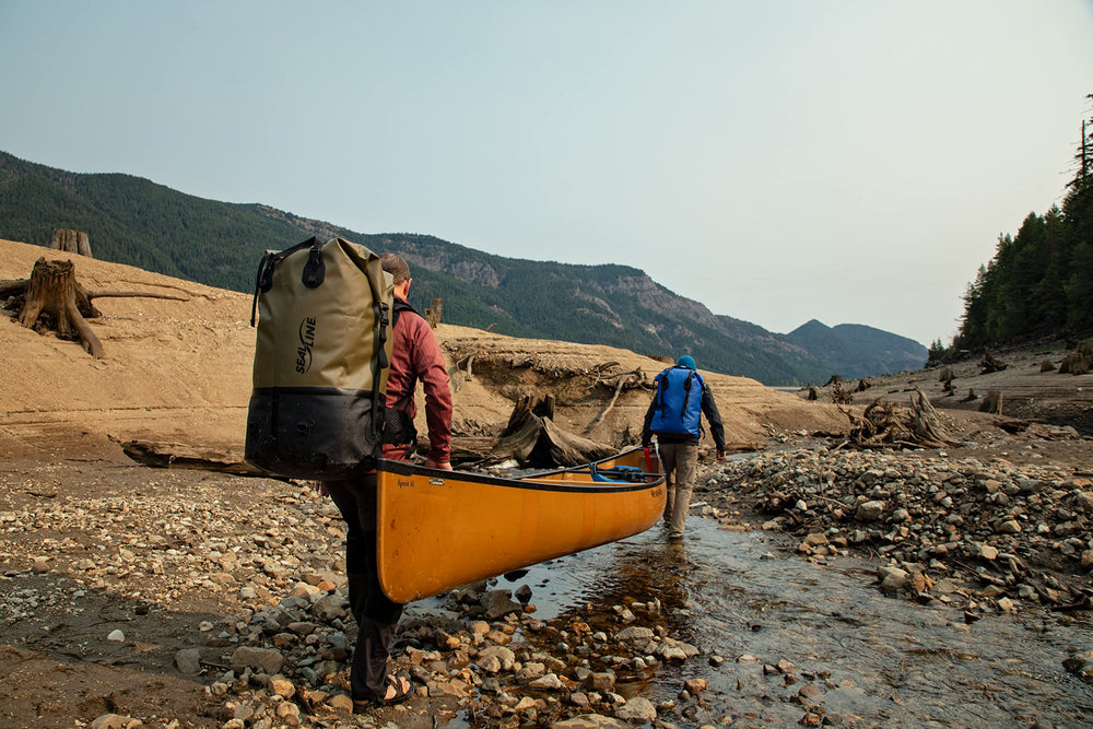SealLine Pro Pack 70L side detail straps for easy load adjustment on long portages.