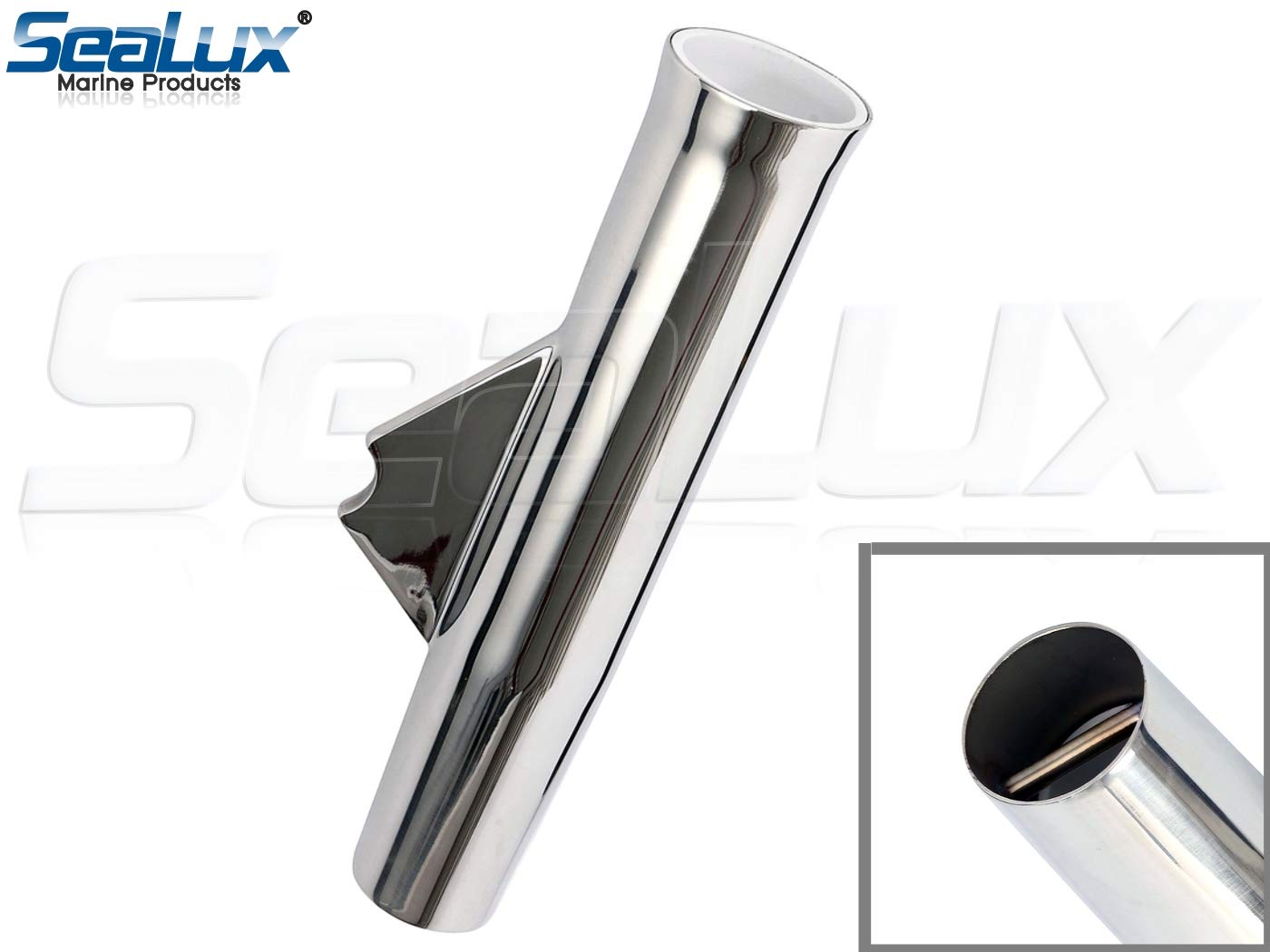 SeaLux Marine 316 stainless steel rod holder with polished surface.