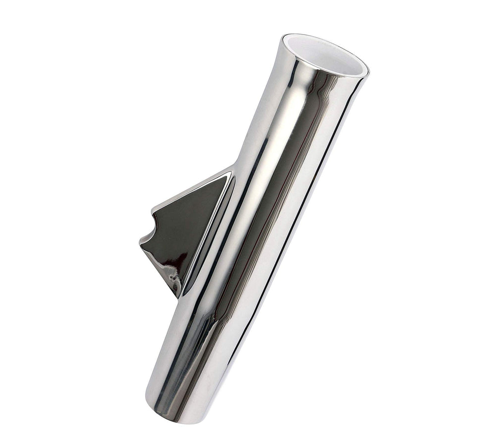 SeaLux Marine flared weld-on rod holder, 9-3/4 inch length, polished finish.