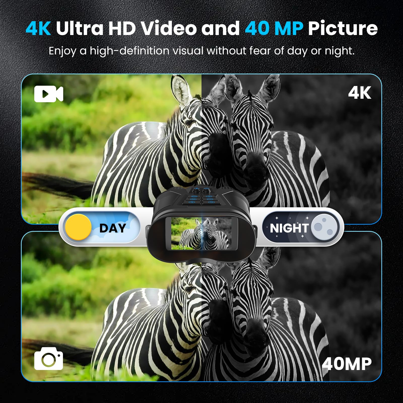 Seanme night vision goggles 3-inch display enhances viewing in any lighting condition
