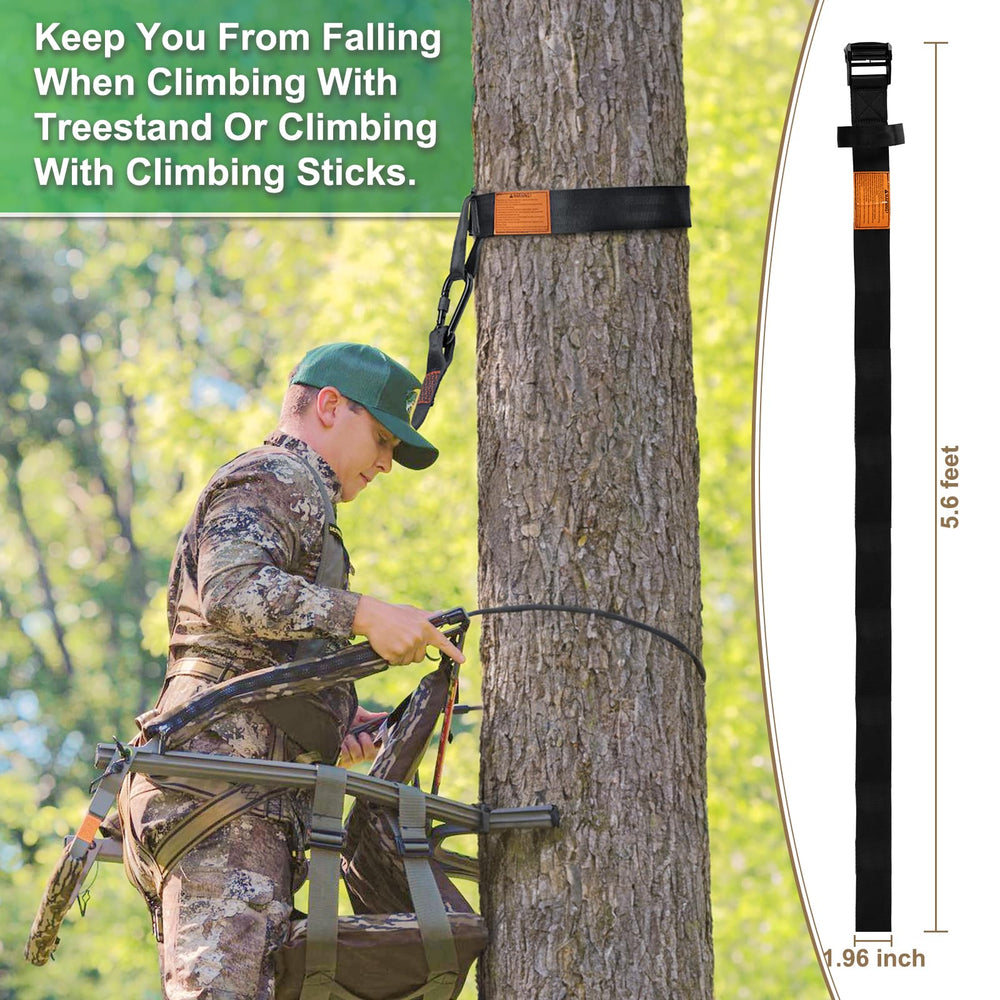 Seaperk safety strap on-tree setup demonstrates secure attachment.