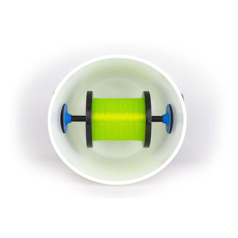 SeaQualizer Bucket Spooler in use, quickly spooling line onto a reel.