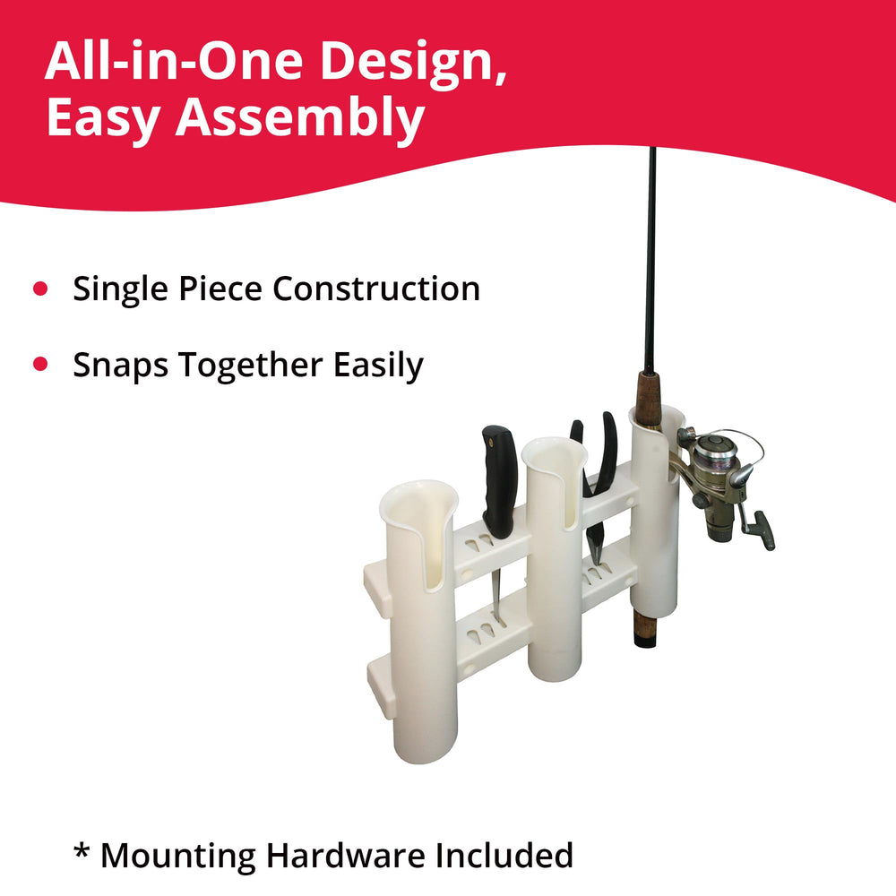 SeaSense 3-Rack rod holder shows snap-together design for quick setup.