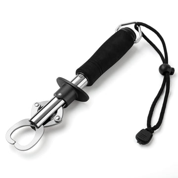 SEASHARK Fish Lip Gripper 9.6-inch stainless steel with weight scale - front view