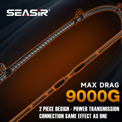SEASIR CastX BFS rod two-piece-assembly enables easy travel and storage.