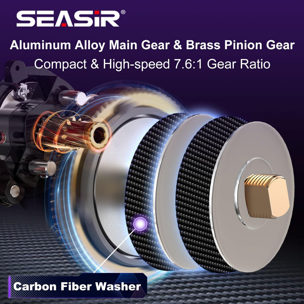 SEASIR Zero VX baitcasting reel - top view showing gear ratio