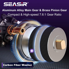 SEASIR Zero VX baitcasting reel - top view showing gear ratio