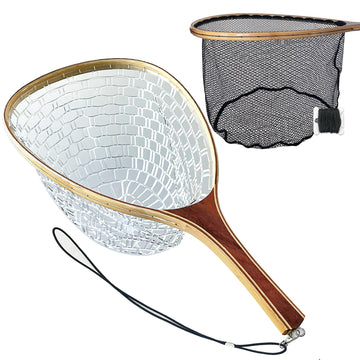 SEASPRO fly fishing landing net with soft rubber mesh for safe catch-and-release.