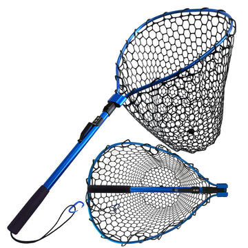 SEASPRO folding net extended to 37.4 inches for long reach and safe landings.